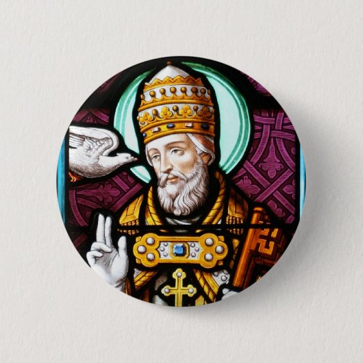 Badge Rond 5 Cm Pape Saint Gregory le grand - verre souillé (Devant)