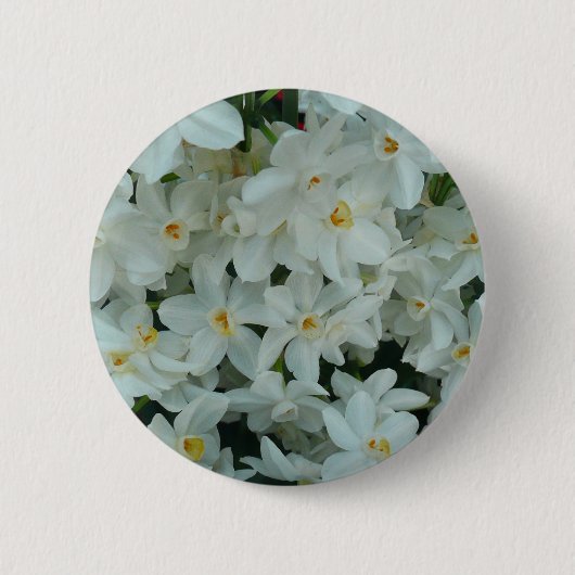 Badge Rond 5 Cm Paperwhite Narcissus Fleurs blanches délicates (Devant)