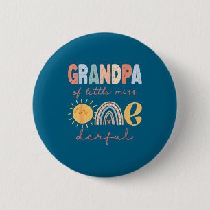 Badge Rond 5 Cm Papi de Little Miss Onederful pour son premier ann
