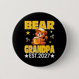 Badge Rond 5 Cm Papi Est 2027 Nœud Papillon Floral Fête Des Mères 