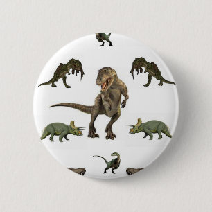 Badge Rond 5 Cm Papier Dinosaure