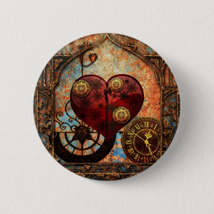 Badge Rond 5 Cm Papier peint vintage de coeurs de Steampunk