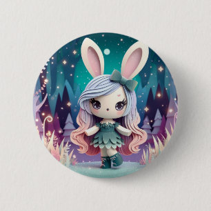 Badge Rond 5 Cm Papier Rabbit Girl (mignonne Origami)