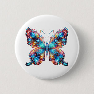 Badge Rond 5 Cm Papillon