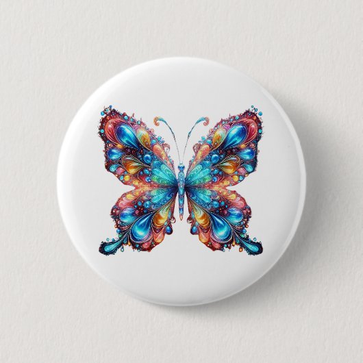 Badge Rond 5 Cm Papillon (Devant)