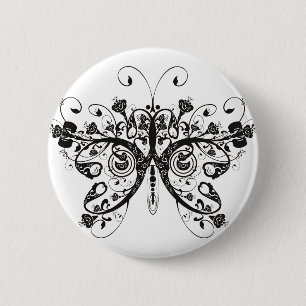 Badge Rond 5 Cm Papillon