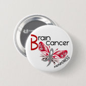 Badge Rond 5 Cm PAPILLON 3 de cancer du cerveau (Devant & derrière)