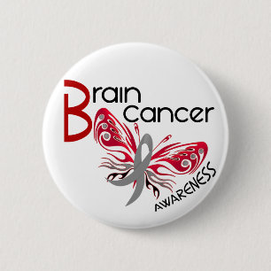Badge Rond 5 Cm PAPILLON 3 de cancer du cerveau