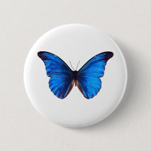 Badge Rond 5 Cm Papillon animal Insect Nature Morpho Bleu