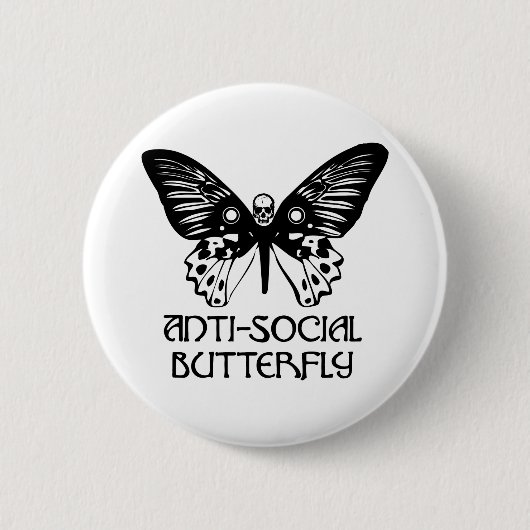 Badge Rond 5 Cm Papillon antisocial (Devant)