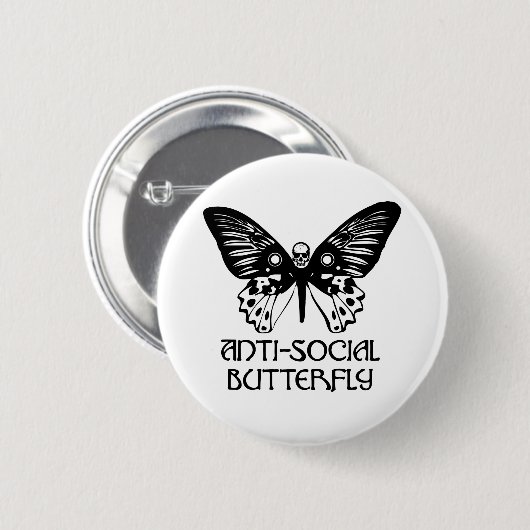 Badge Rond 5 Cm Papillon antisocial (Devant & derrière)