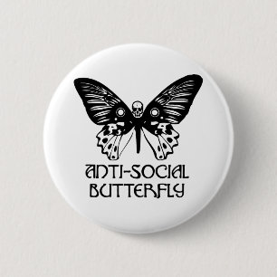 Badge Rond 5 Cm Papillon antisocial