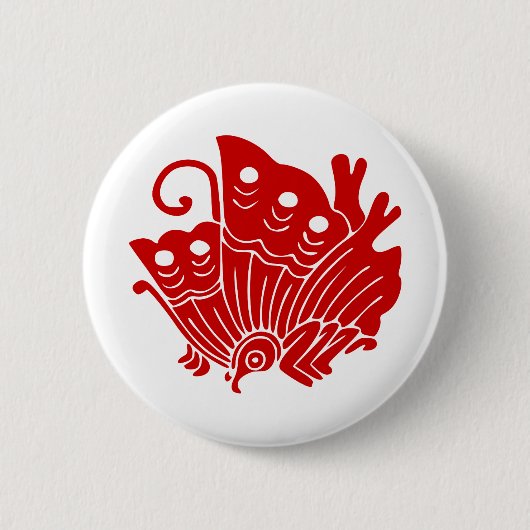 Badge Rond 5 Cm Papillon asiatique japonais Kamon Design (Devant)
