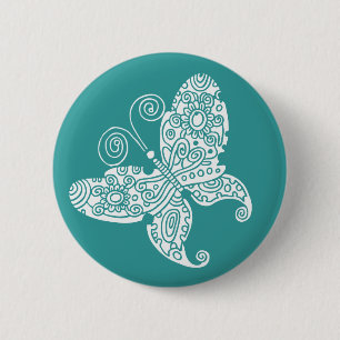 Badge Rond 5 Cm Papillon blanc de dentelle