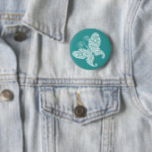 Badge Rond 5 Cm Papillon blanc Lacy (En situation)