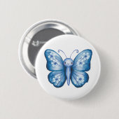 Badge Rond 5 Cm Papillon bleu (Devant & derrière)