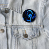 Badge Rond 5 Cm Papillon bleu Abstrait (En situation)