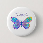 Badge Rond 5 Cm Papillon bleu et violet personnalisé (Devant)