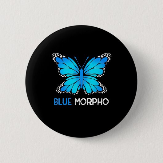 Badge Rond 5 Cm Papillon bleu Morpho (Devant)
