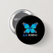 Badge Rond 5 Cm Papillon bleu Morpho (Devant & derrière)