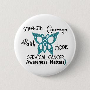 Badge Rond 5 Cm Papillon celtique 3 de cancer du col de l'utérus
