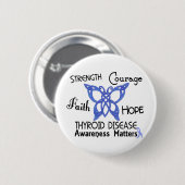 Badge Rond 5 Cm Papillon celtique 3 de maladie thyroïdienne (Devant & derrière)