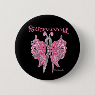 Badge Rond 5 Cm Papillon celtique de survivant - cancer du sein