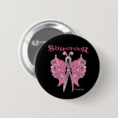 Badge Rond 5 Cm Papillon celtique survivant - Cancer du sein (Devant & derrière)