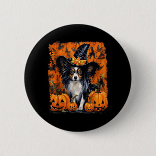 Badge Rond 5 Cm Papillon Chien Halloween