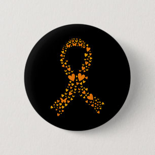 Badge Rond 5 Cm Papillon Cœur Ruban Orange Leucémie Cancer Sensibi