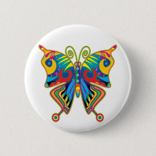 Badge Rond 5 Cm Papillon coloré