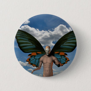 Badge Rond 5 Cm Papillon crânien