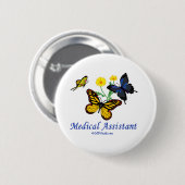 Badge Rond 5 Cm Papillon d'aide médical (Devant & derrière)