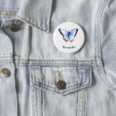 Badge Rond 5 Cm Papillon d'aquarelle avec nom (En situation)