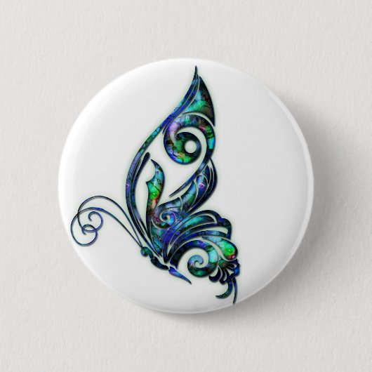 Badge Rond 5 Cm Papillon d'art déco de Shell d'ormeau (Devant)