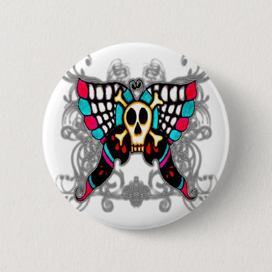 Badge Rond 5 Cm Papillon de crâne (Devant)