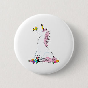 Badge Rond 5 Cm Papillon de licorne