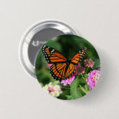 Badge Rond 5 Cm Papillon de monarque sur la fleur de Lantana (Devant & derrière)