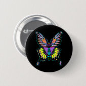 Badge Rond 5 Cm Papillon de paix psychédélique (Devant & derrière)