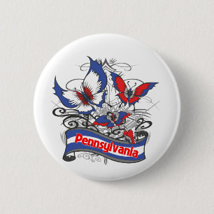 Badge Rond 5 Cm Papillon de patriotisme de la Pennsylvanie