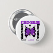 Badge Rond 5 Cm Papillon de sensibilisation à la fibromyalgie (Devant & derrière)