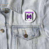 Badge Rond 5 Cm Papillon de sensibilisation à la fibromyalgie (En situation)