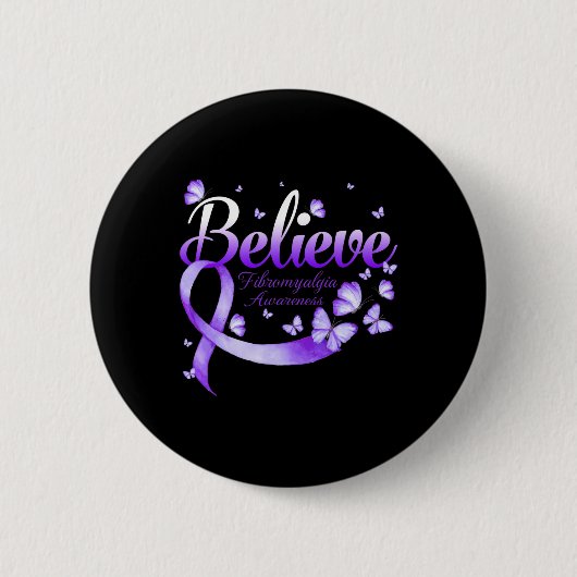 Badge Rond 5 Cm Papillon de sensibilisation à la fibromyalgie (Devant)