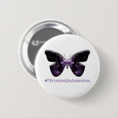 Badge Rond 5 Cm Papillon de sensibilisation à la fibromyalgie (164 (Devant & derrière)