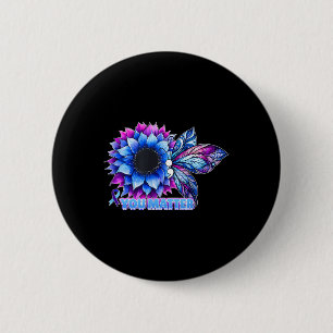Badge Rond 5 Cm Papillon de sensibilisation à la prévention du sui