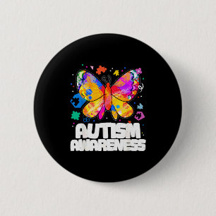 Badge Rond 5 Cm Papillon de sensibilisation à l'autisme soutien au