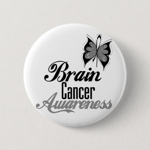 Badge Rond 5 Cm Papillon de sensibilisation au cancer du cerveau