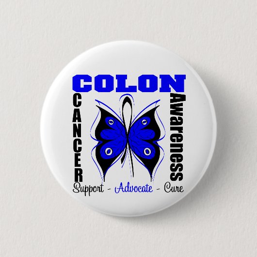 Badge Rond 5 Cm Papillon de sensibilisation au cancer du côlon (Devant)