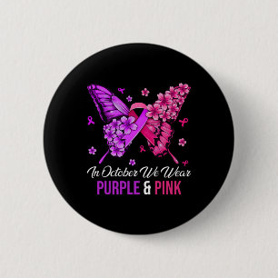 Badge Rond 5 Cm Papillon de sensibilisation au cancer et à la viol