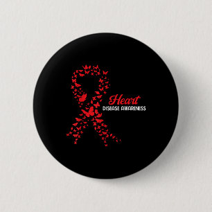 Badge Rond 5 Cm Papillon de sensibilisation aux maladies cardiaque